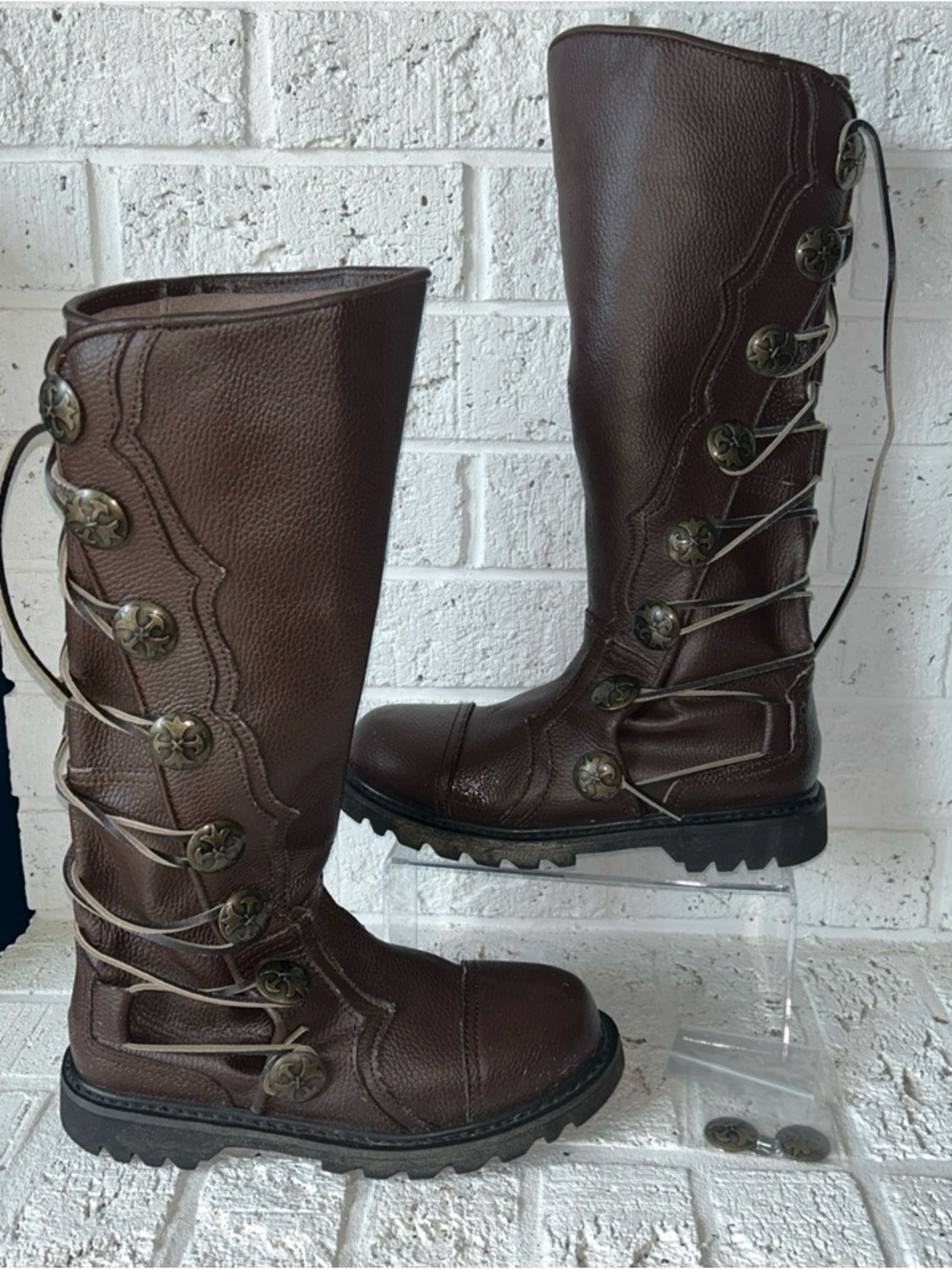 Renaissance Boots Men’s 8 Women’s 10 Brown Leather Lace Up Mid Calf Ren Faire